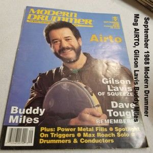 September 1988 Modern Drummer Mag AIRTO, Gilson Lavis Buddy Miles